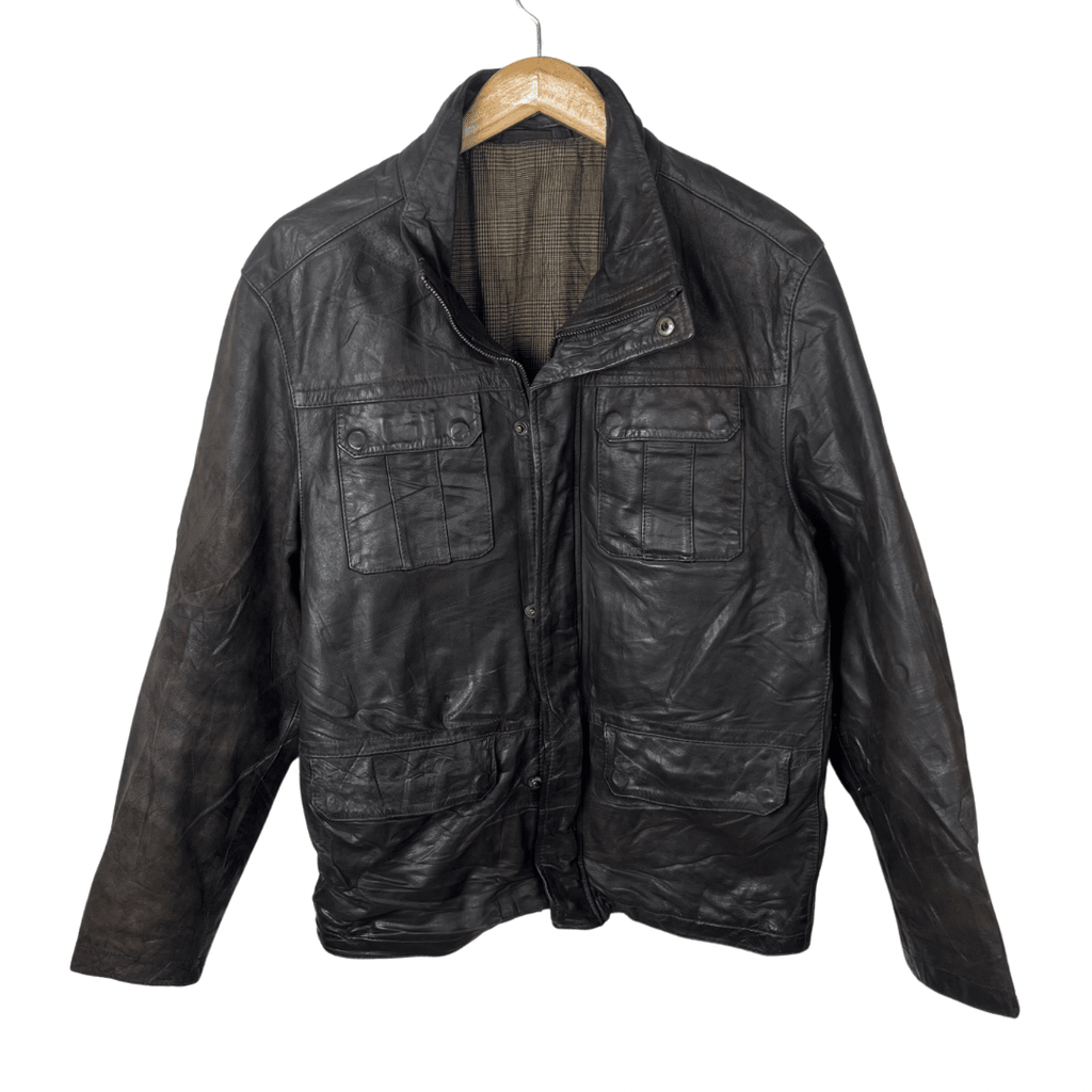 Vintage Brown Genuine Leather Jacket XL - Funkify