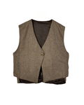 Vintage Brown Herringbone Wool - Blend Vest - Women's Large - Funkify