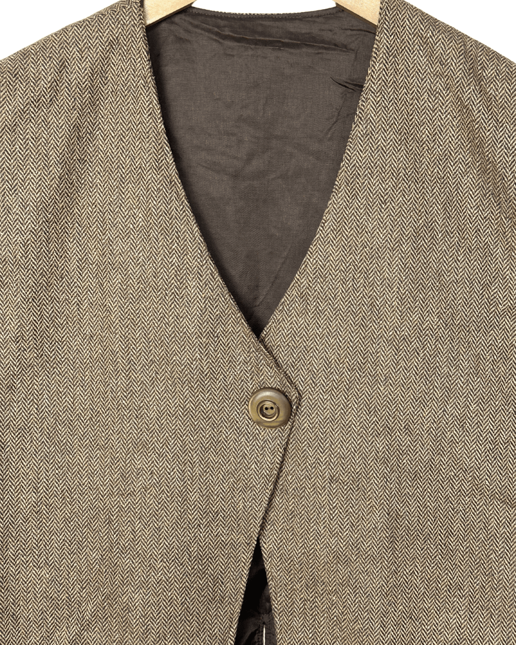 Vintage Brown Herringbone Wool - Blend Vest - Women's Large - Funkify