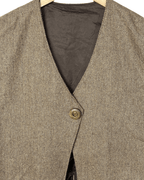 Vintage Brown Herringbone Wool - Blend Vest - Women's Large - Funkify