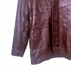 Vintage Burgundy Button-up Genuine Leather Jacket Large - Funkify