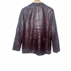 Vintage Burgundy Button-up Genuine Leather Jacket Large - Funkify