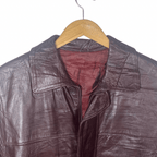 Vintage Burgundy Button-up Genuine Leather Jacket Large - Funkify