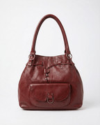 Vintage Burgundy Genuine Leather Shoulder Bag - Funkify