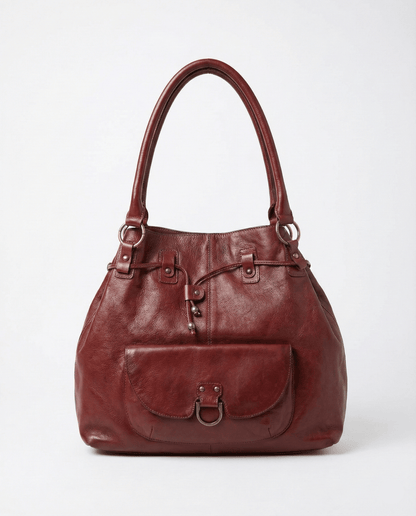 Vintage Burgundy Genuine Leather Shoulder Bag - Funkify