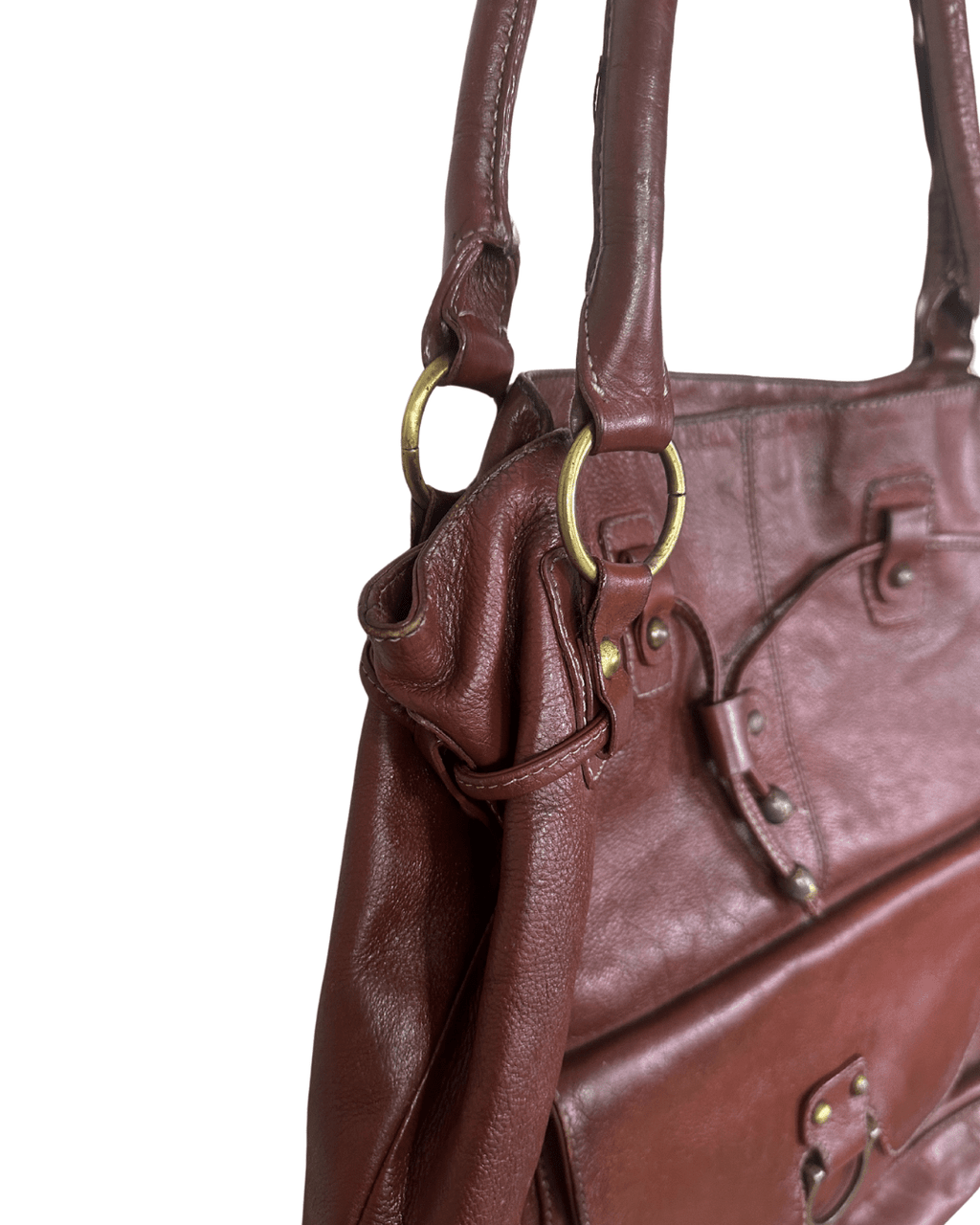 Vintage Burgundy Genuine Leather Shoulder Bag - Funkify