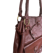 Vintage Burgundy Genuine Leather Shoulder Bag - Funkify