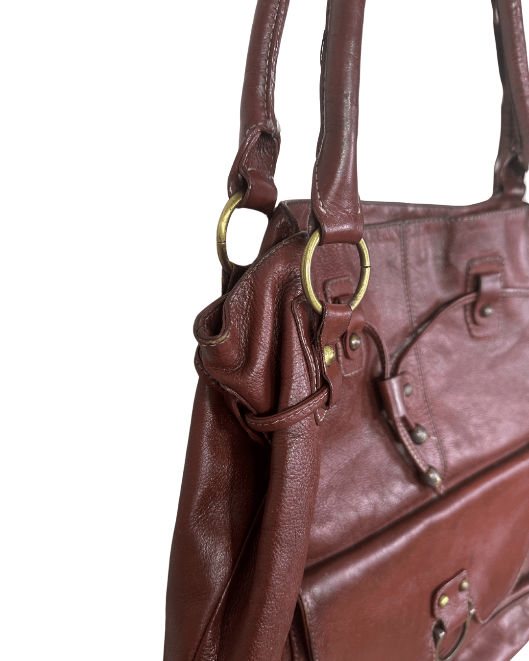 Vintage Burgundy Genuine Leather Shoulder Bag - Funkify