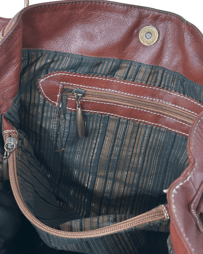 Vintage Burgundy Genuine Leather Shoulder Bag - Funkify