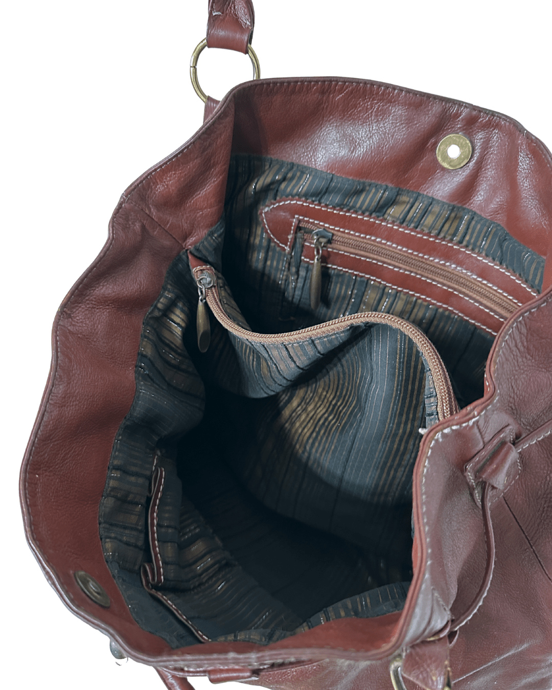 Vintage Burgundy Genuine Leather Shoulder Bag - Funkify