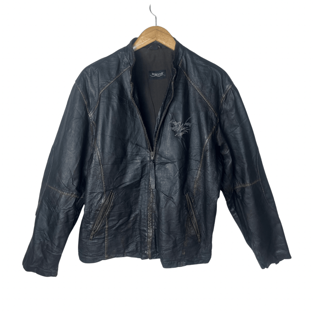 Vintage Burk’s Bay Distressed Genuine Leather Jacket Large - Funkify
