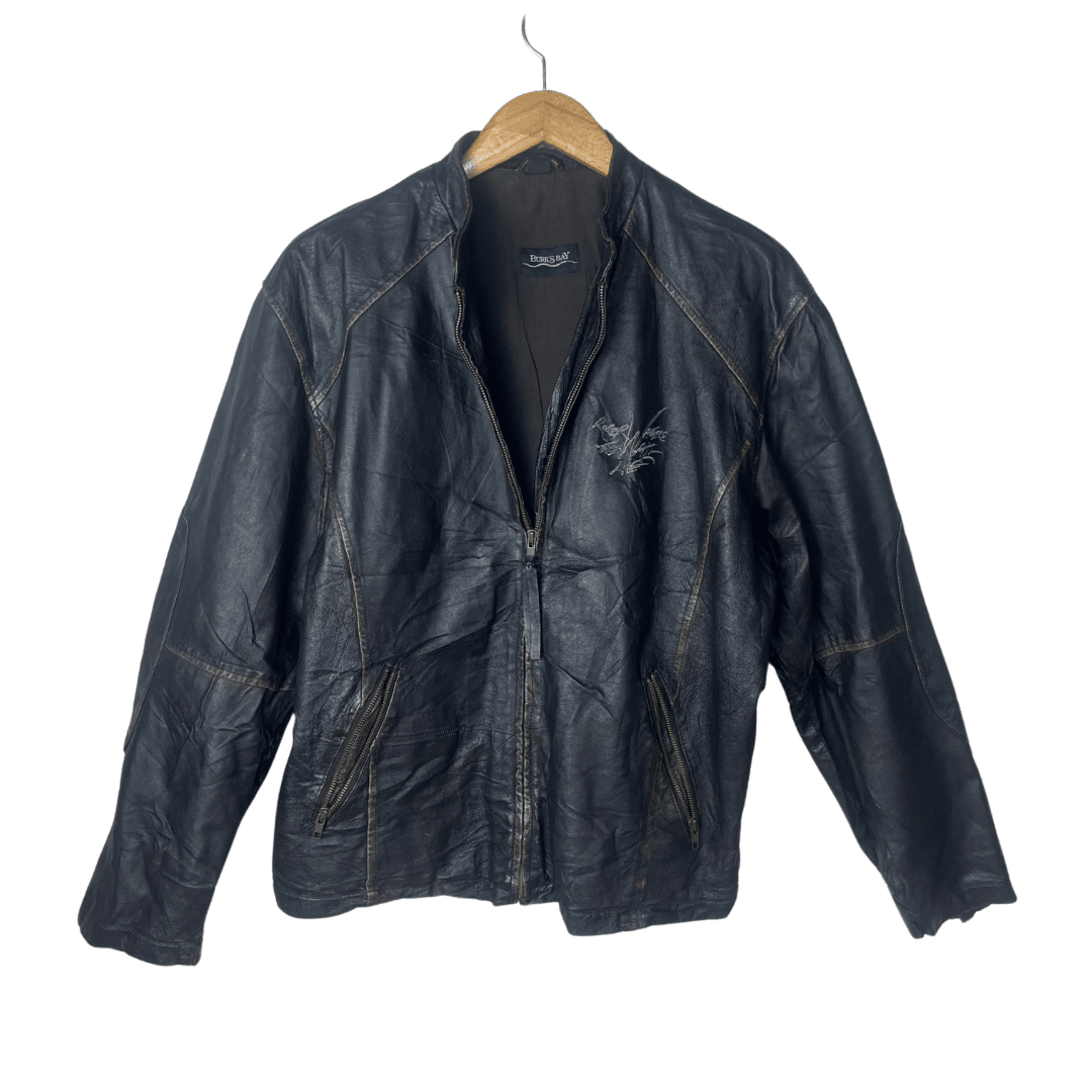 Vintage Burk’s Bay Distressed Genuine Leather Jacket Large - Funkify