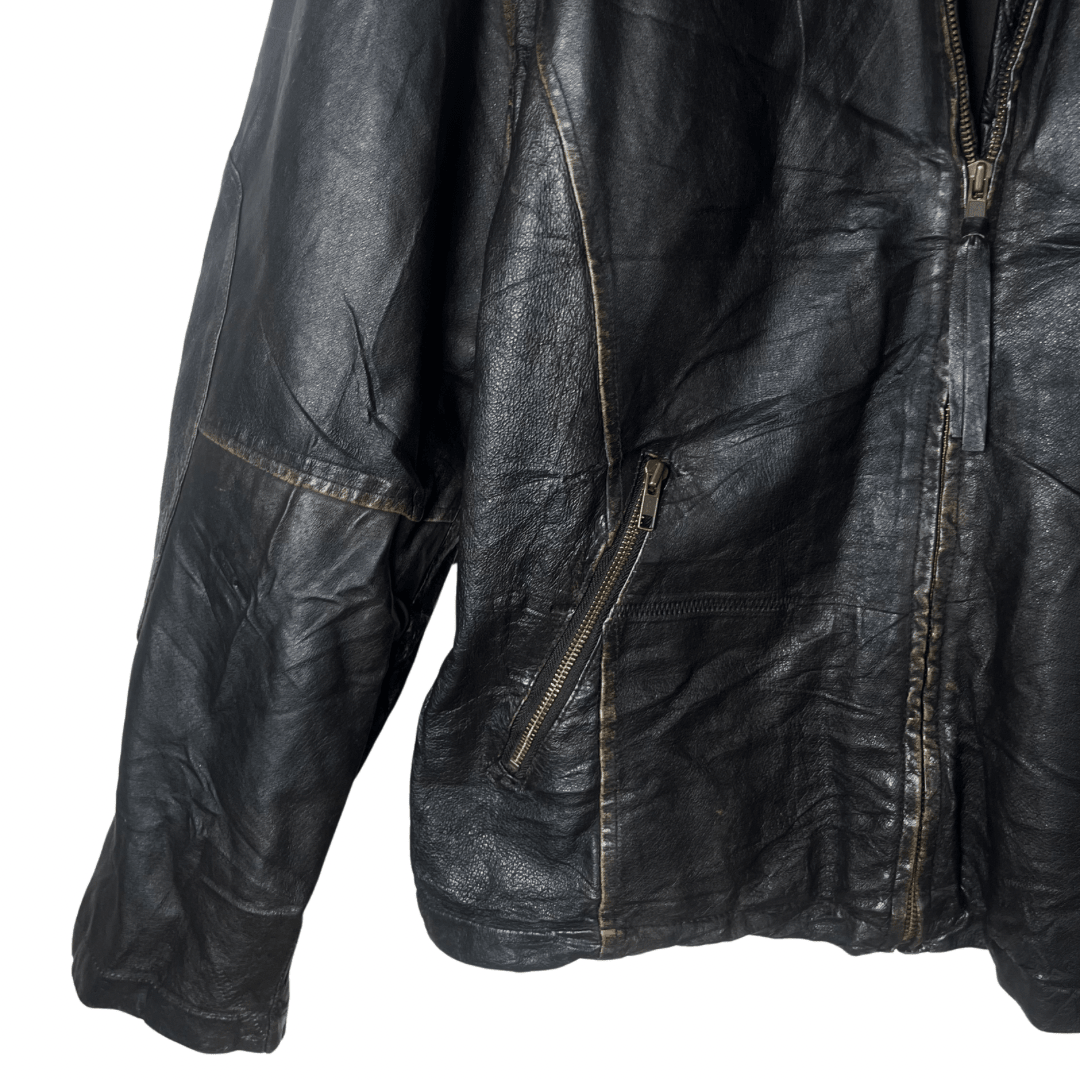 Vintage Burk’s Bay Distressed Genuine Leather Jacket Large - Funkify