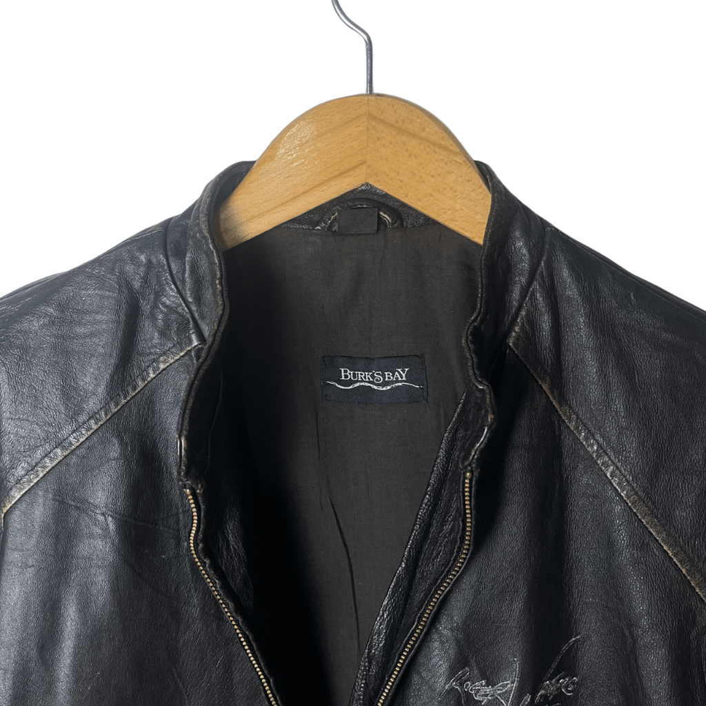 Vintage Burk’s Bay Distressed Genuine Leather Jacket Large - Funkify