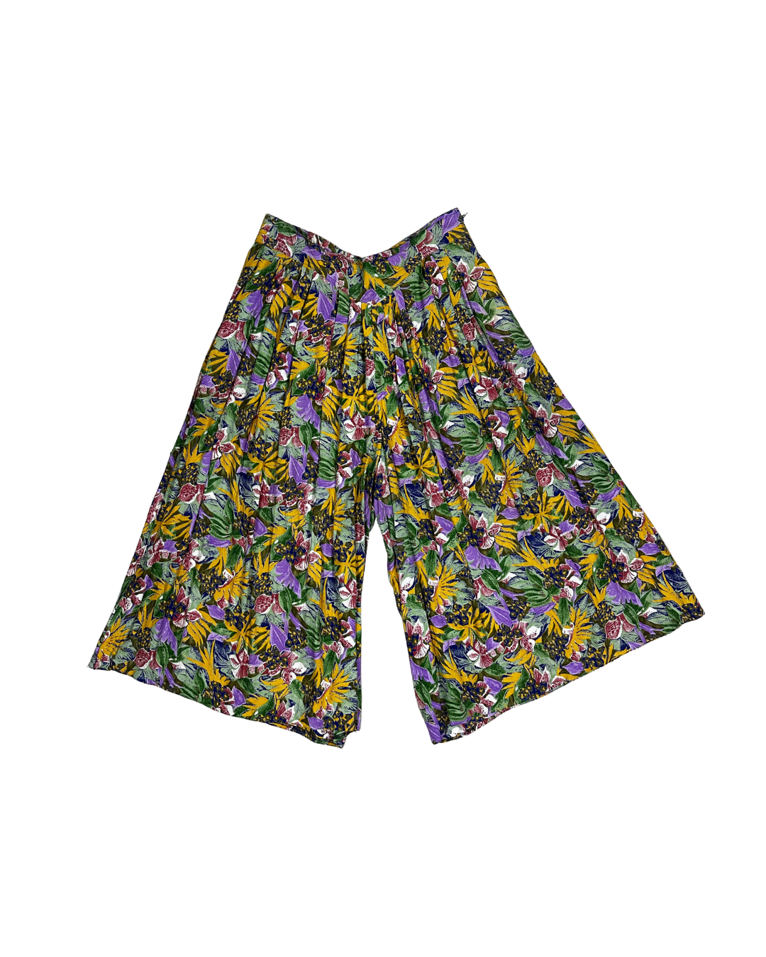 Vintage C&A Tropical Floral Wide - Leg Culottes (L) - Funkify