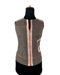 Vintage Cafe Theatre Brown Zip - Up Striped Trim Vest Small - Funkify