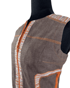 Vintage Cafe Theatre Brown Zip - Up Striped Trim Vest Small - Funkify