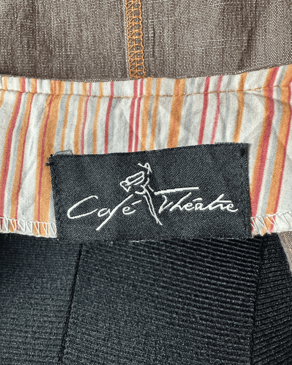 Vintage Cafe Theatre Brown Zip - Up Striped Trim Vest Small - Funkify
