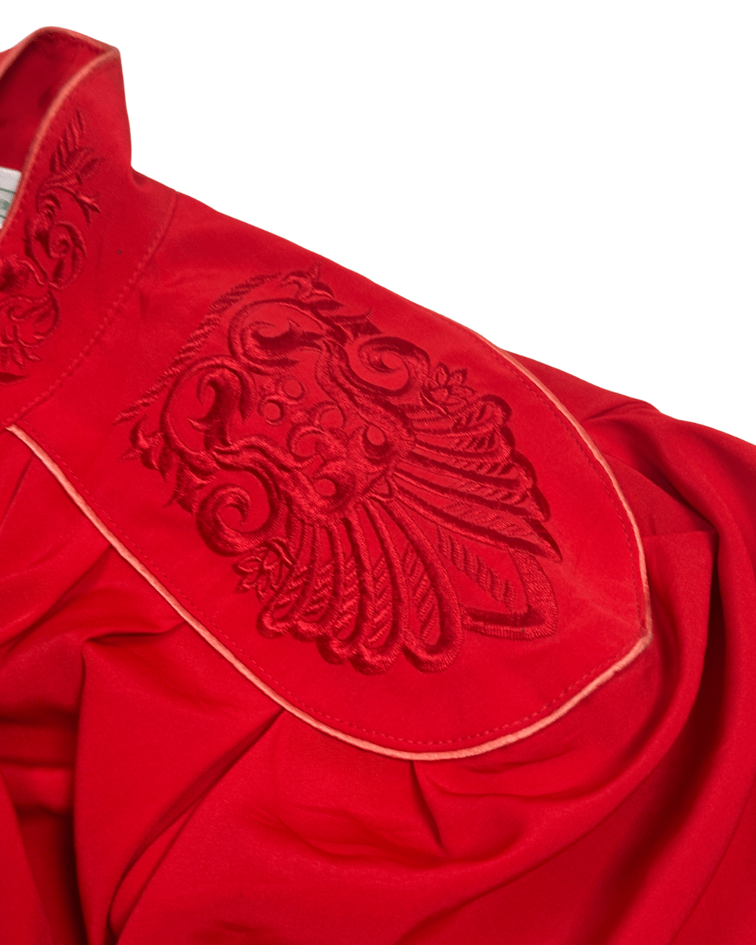 Vintage Canda Red Embroidered Pleated Blouse - Funkify