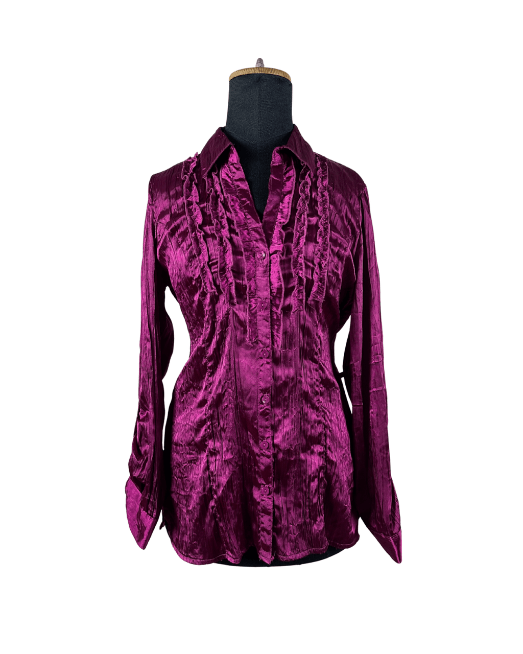 Vintage Canda Ruffled Sain Blouse - Funkify
