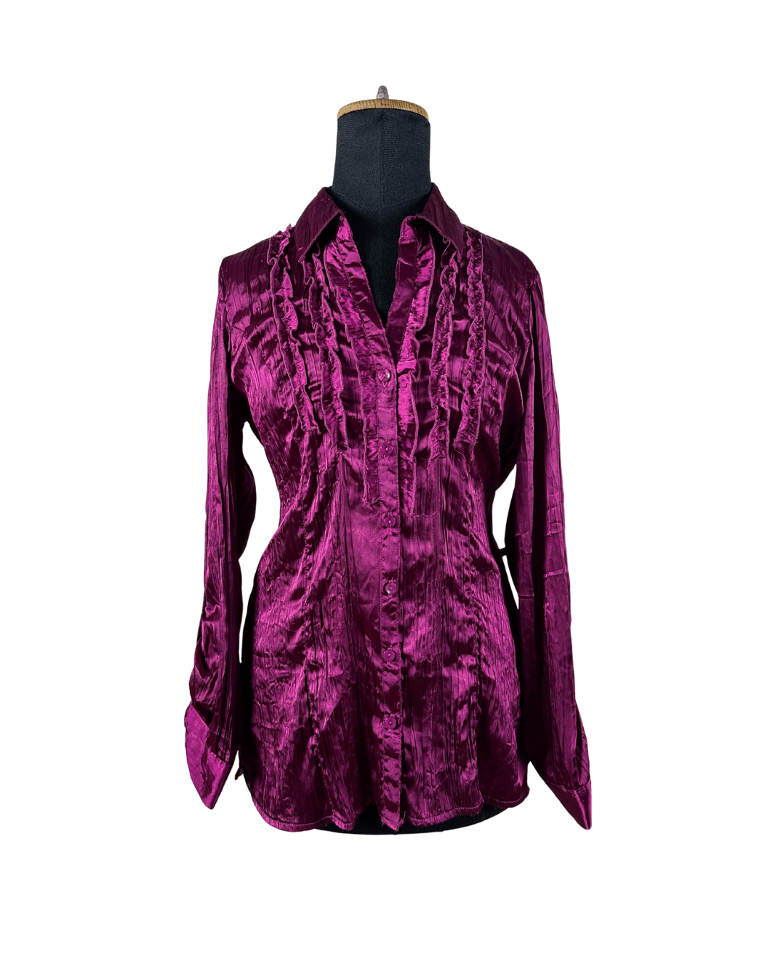 Vintage Canda Ruffled Sain Blouse - Funkify