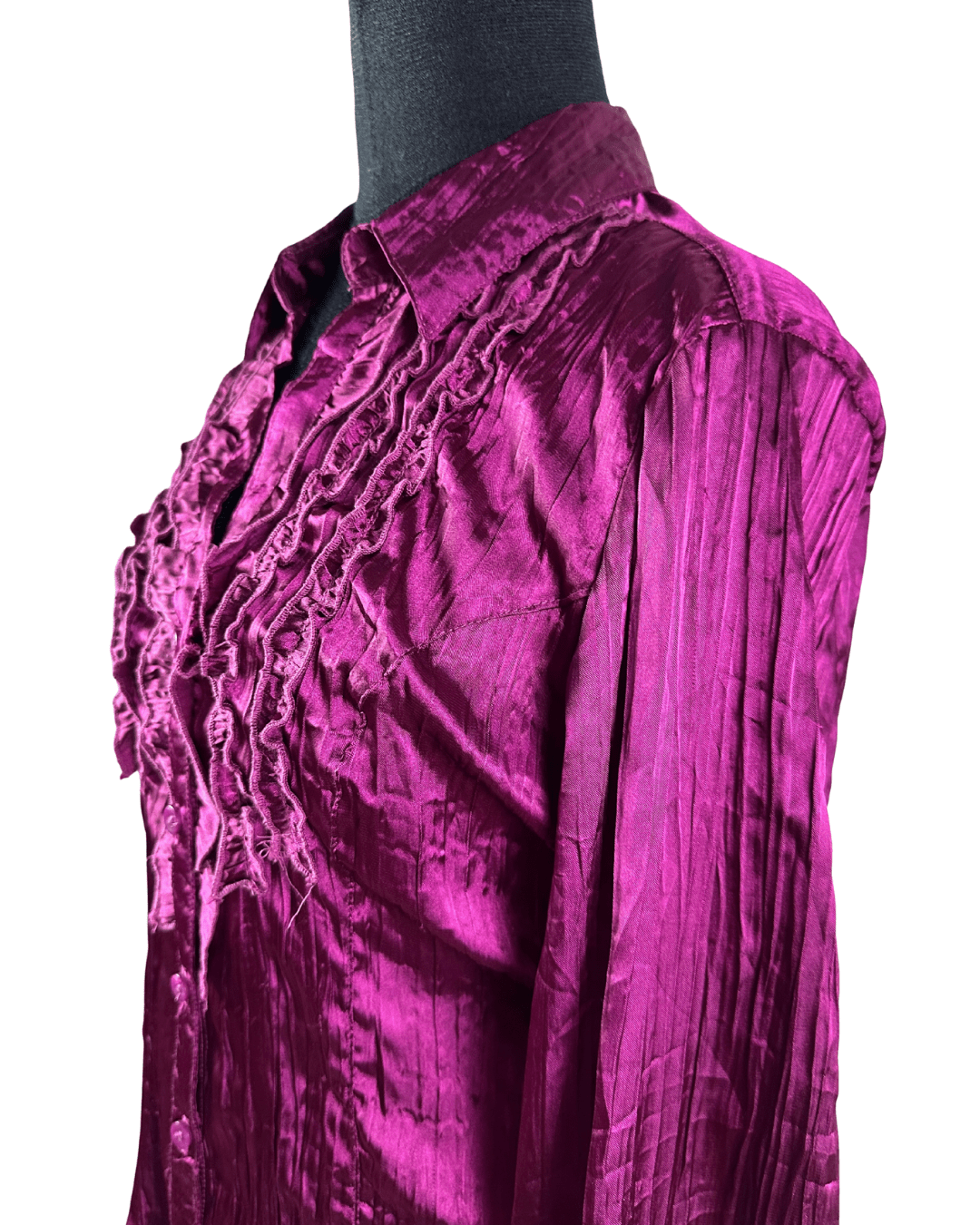 Vintage Canda Ruffled Sain Blouse - Funkify