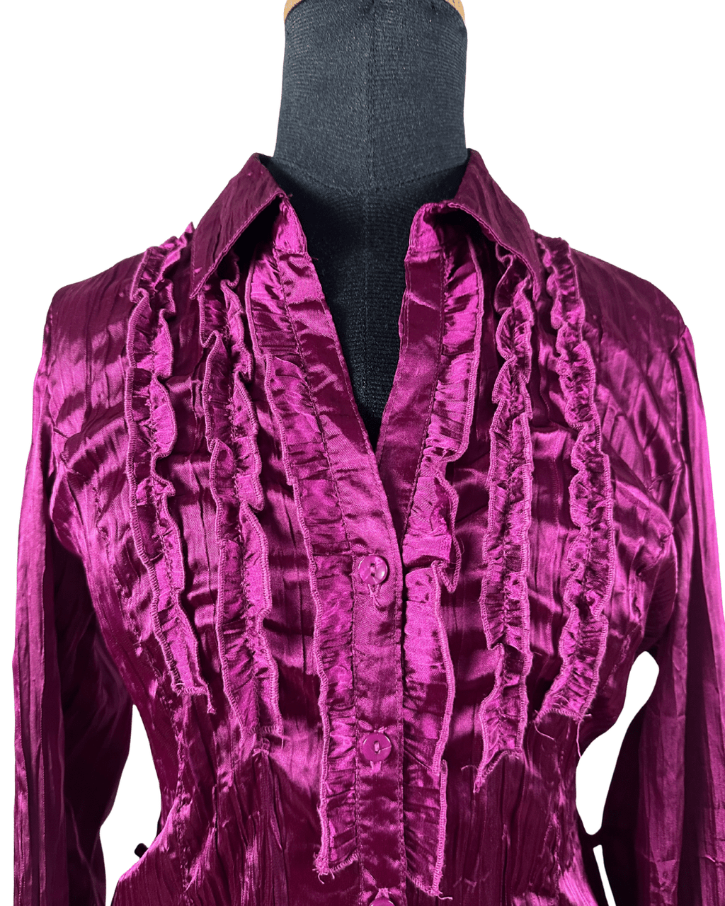 Vintage Canda Ruffled Sain Blouse - Funkify