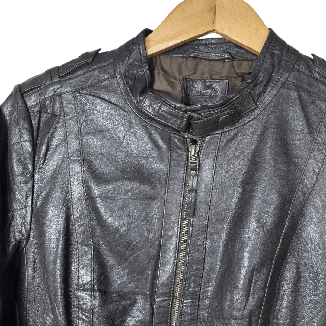 Vintage Caroll Genuine Leather Dark Brown Women's Jacket - Funkify