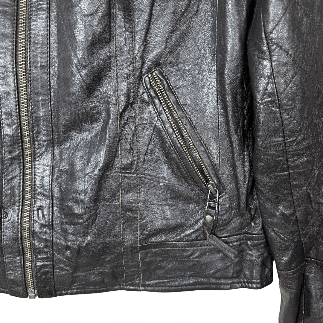 Vintage Caroll Genuine Leather Dark Brown Women's Jacket - Funkify
