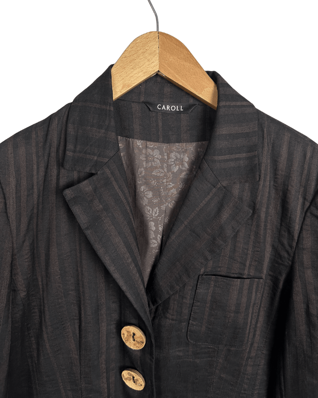 Vintage Caroll Linen Blend Brown Striped Women's Blazer - Funkify