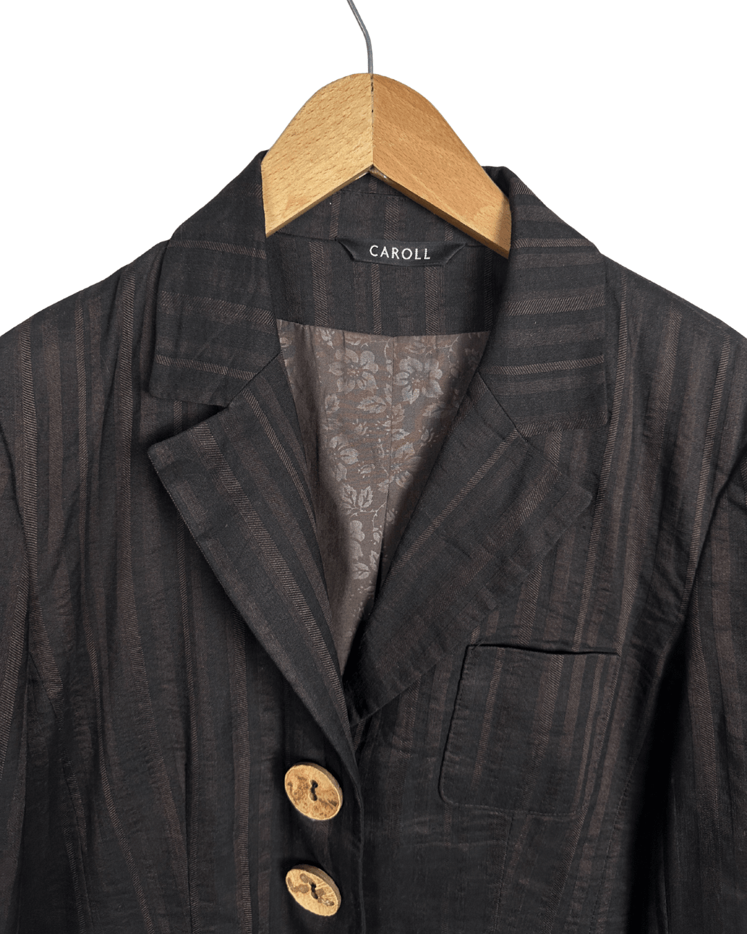 Vintage Caroll Linen Blend Brown Striped Women's Blazer - Funkify