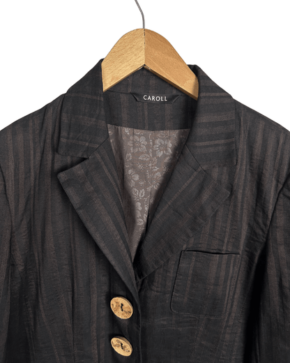 Vintage Caroll Linen Blend Brown Striped Women's Blazer - Funkify