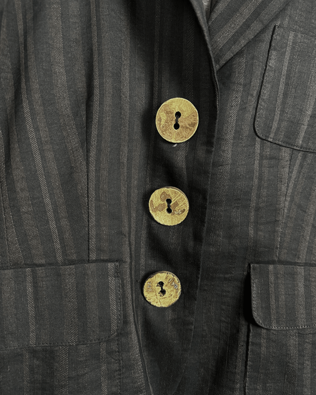 Vintage Caroll Linen Blend Brown Striped Women's Blazer - Funkify