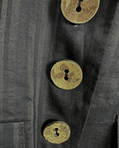 Vintage Caroll Linen Blend Brown Striped Women's Blazer - Funkify