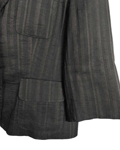 Vintage Caroll Linen Blend Brown Striped Women's Blazer - Funkify