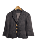 Vintage Caroll Linen Blend Brown Striped Women's Blazer - Funkify