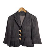 Vintage Caroll Linen Blend Brown Striped Women's Blazer - Funkify