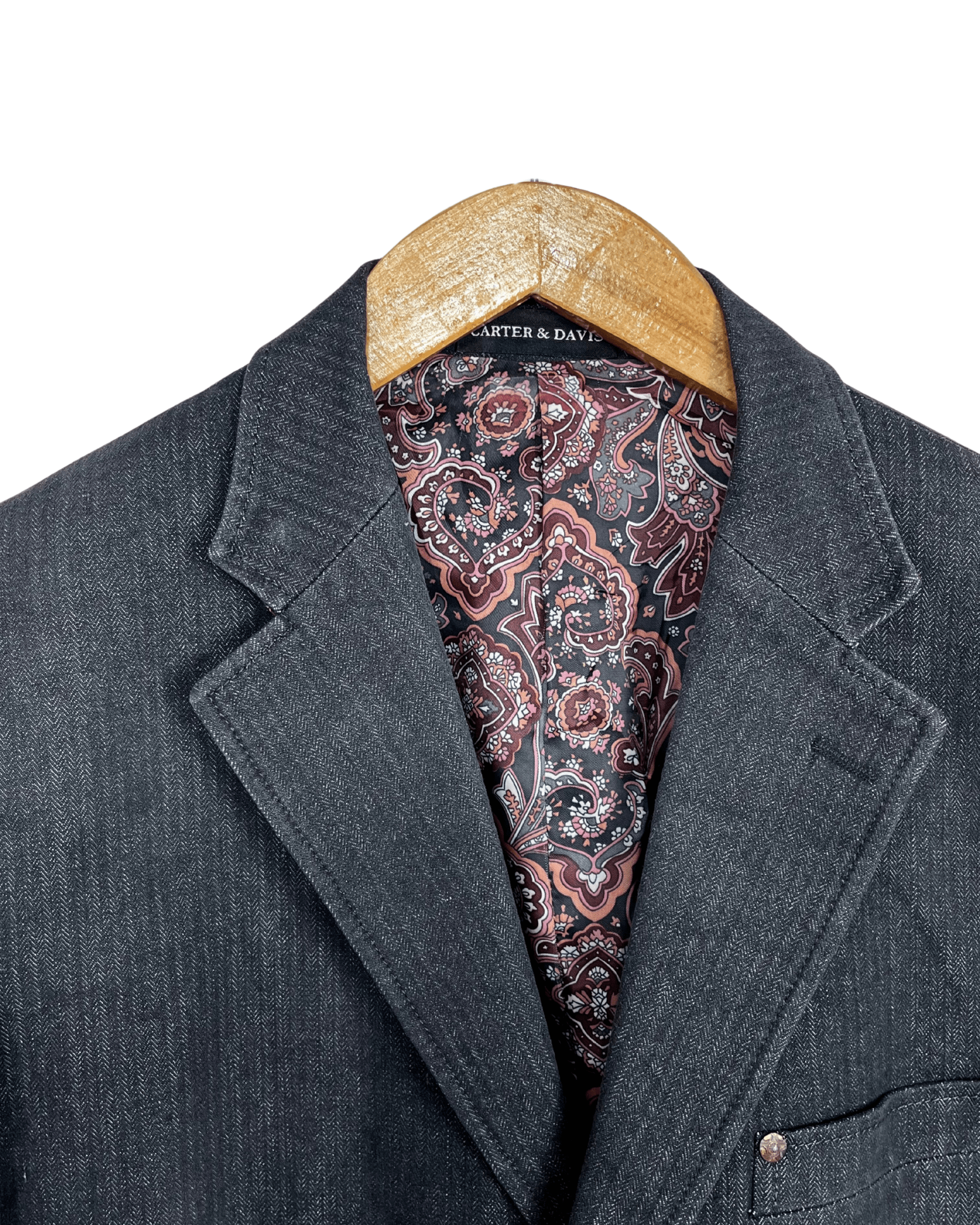 Vintage Carter & Davis Herringbone Cotton Blend Blazer 54 - Funkify