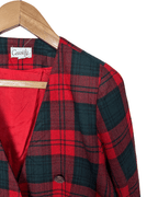 Vintage Cassidy Plaid Double - Breasted Blazer - Funkify