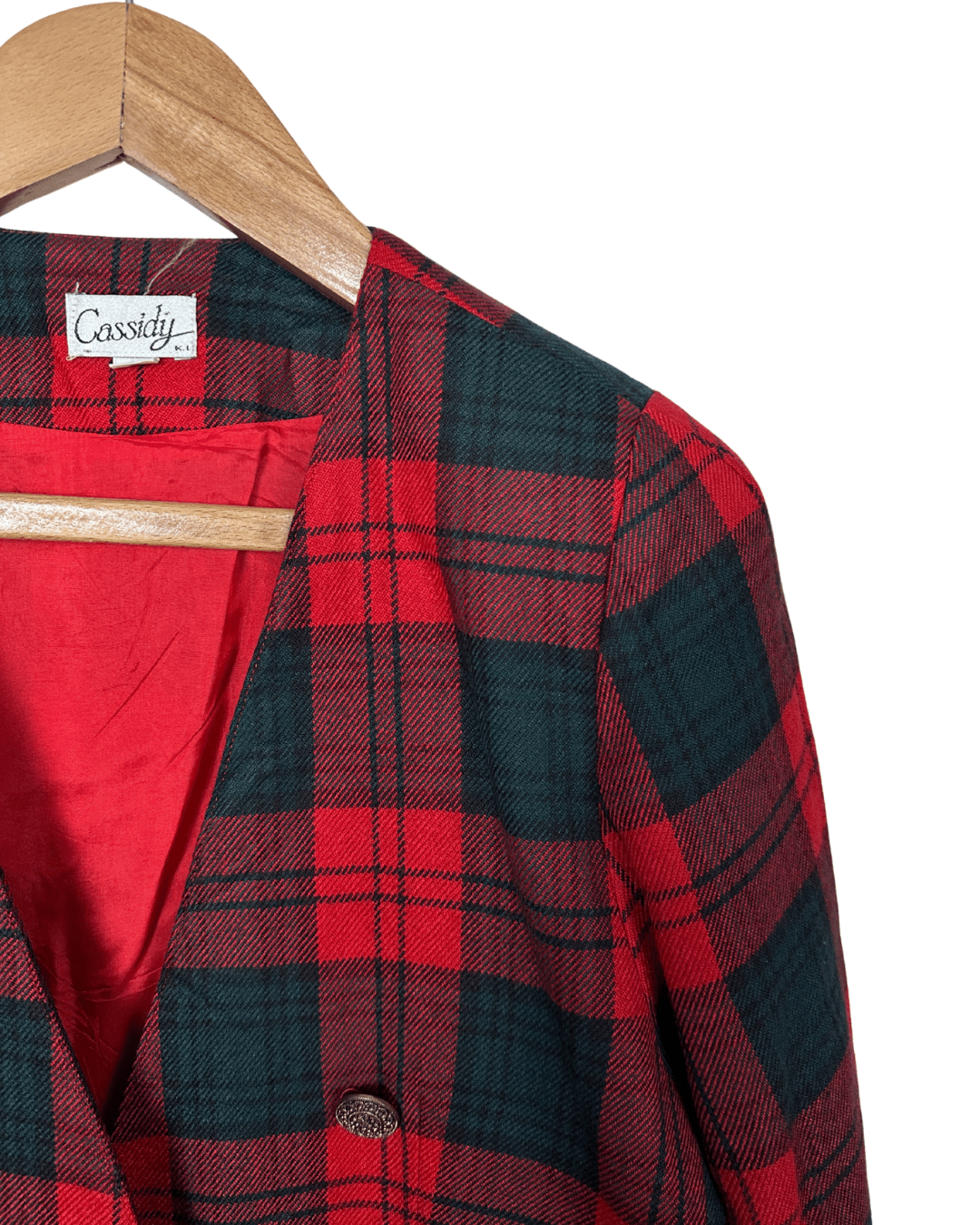 Vintage Cassidy Plaid Double - Breasted Blazer - Funkify