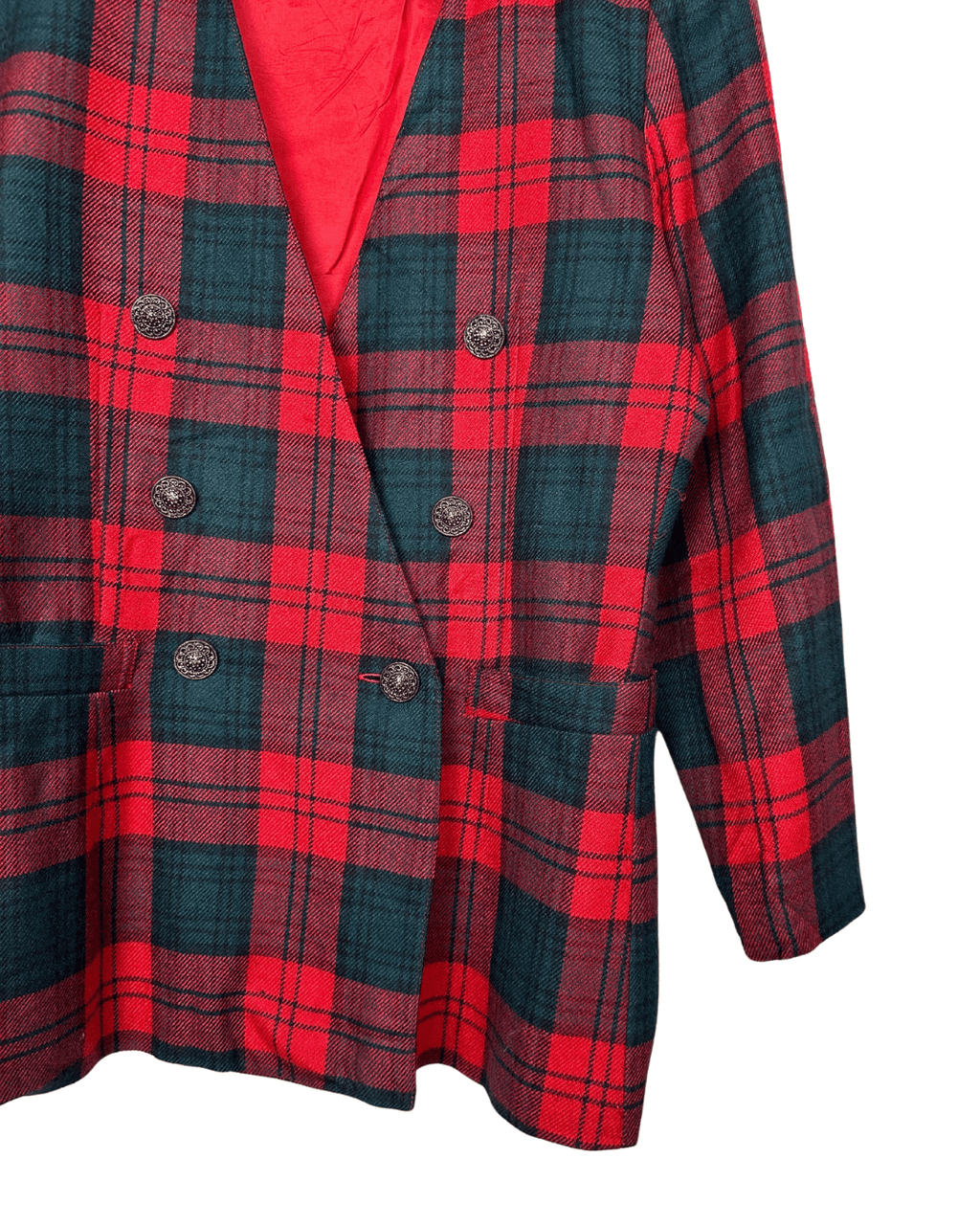 Vintage Cassidy Plaid Double - Breasted Blazer - Funkify
