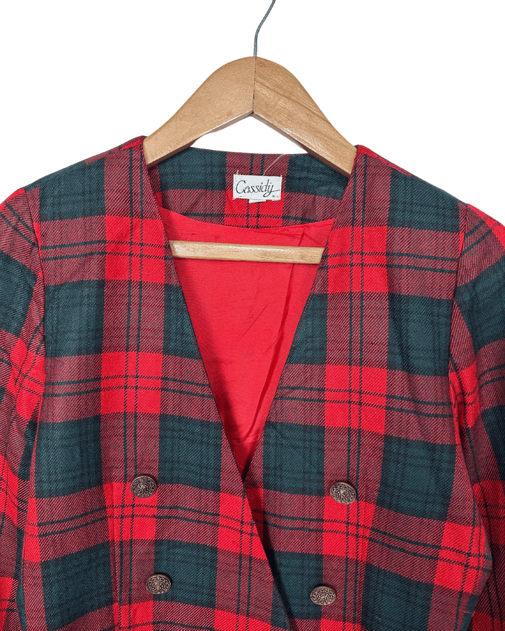 Vintage Cassidy Plaid Double - Breasted Blazer - Funkify