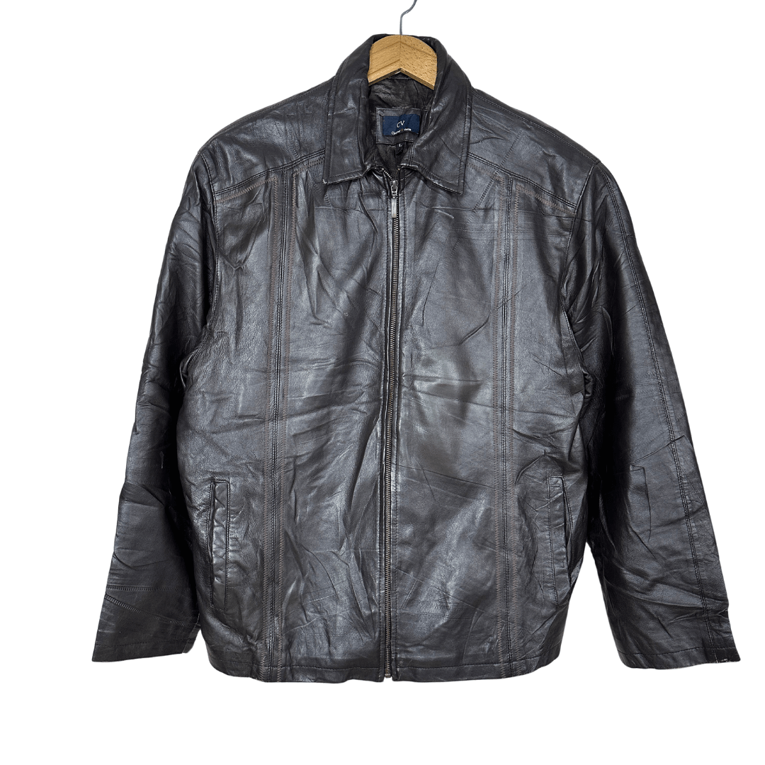 Vintage Chapter & Verse Brown Genuine Leather Jacket Large - Funkify
