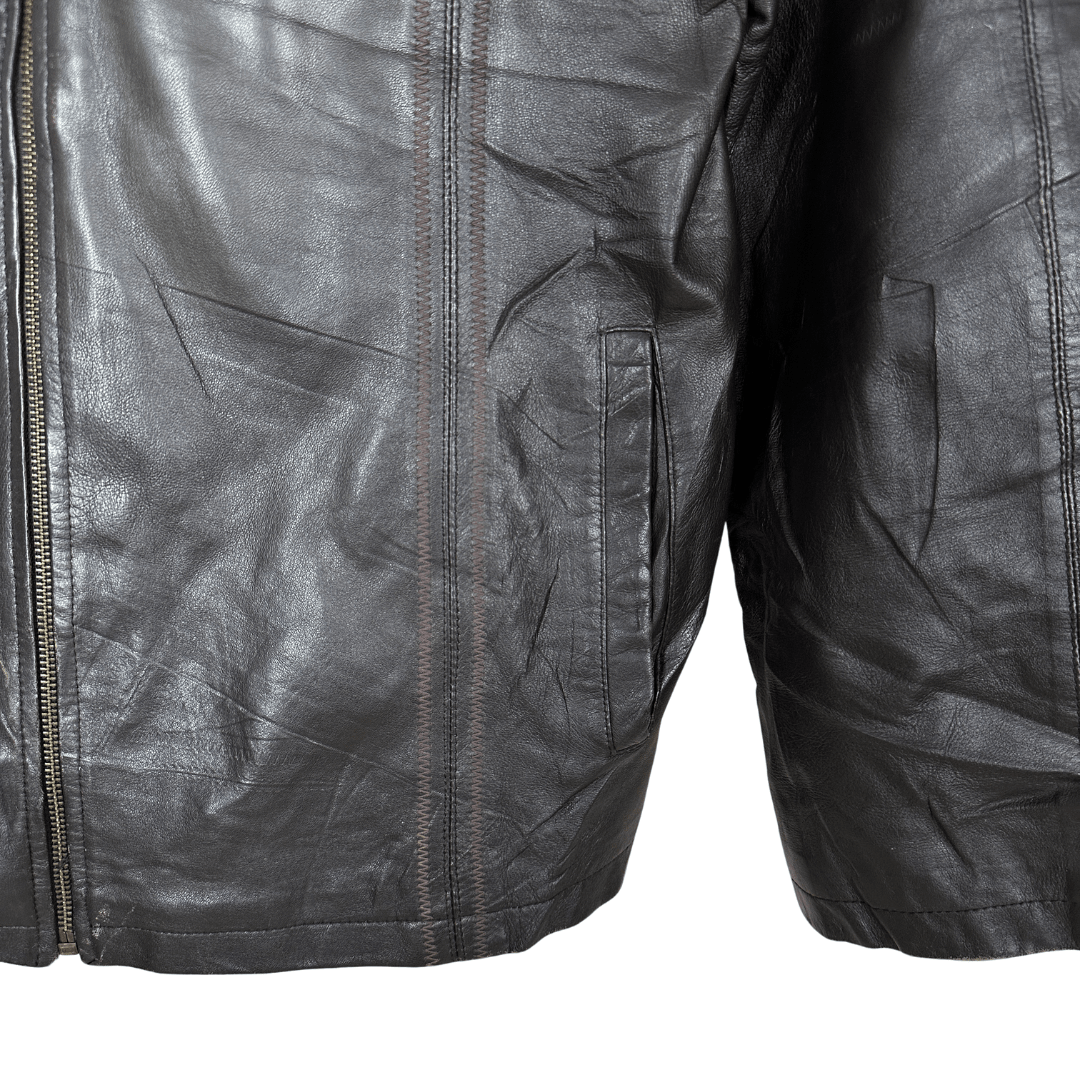 Vintage Chapter & Verse Brown Genuine Leather Jacket Large - Funkify