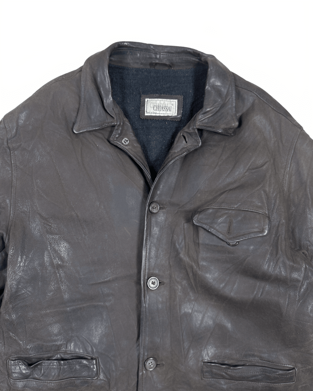 Vintage Chiassai Brown Genuine Leather Jacket - Funkify