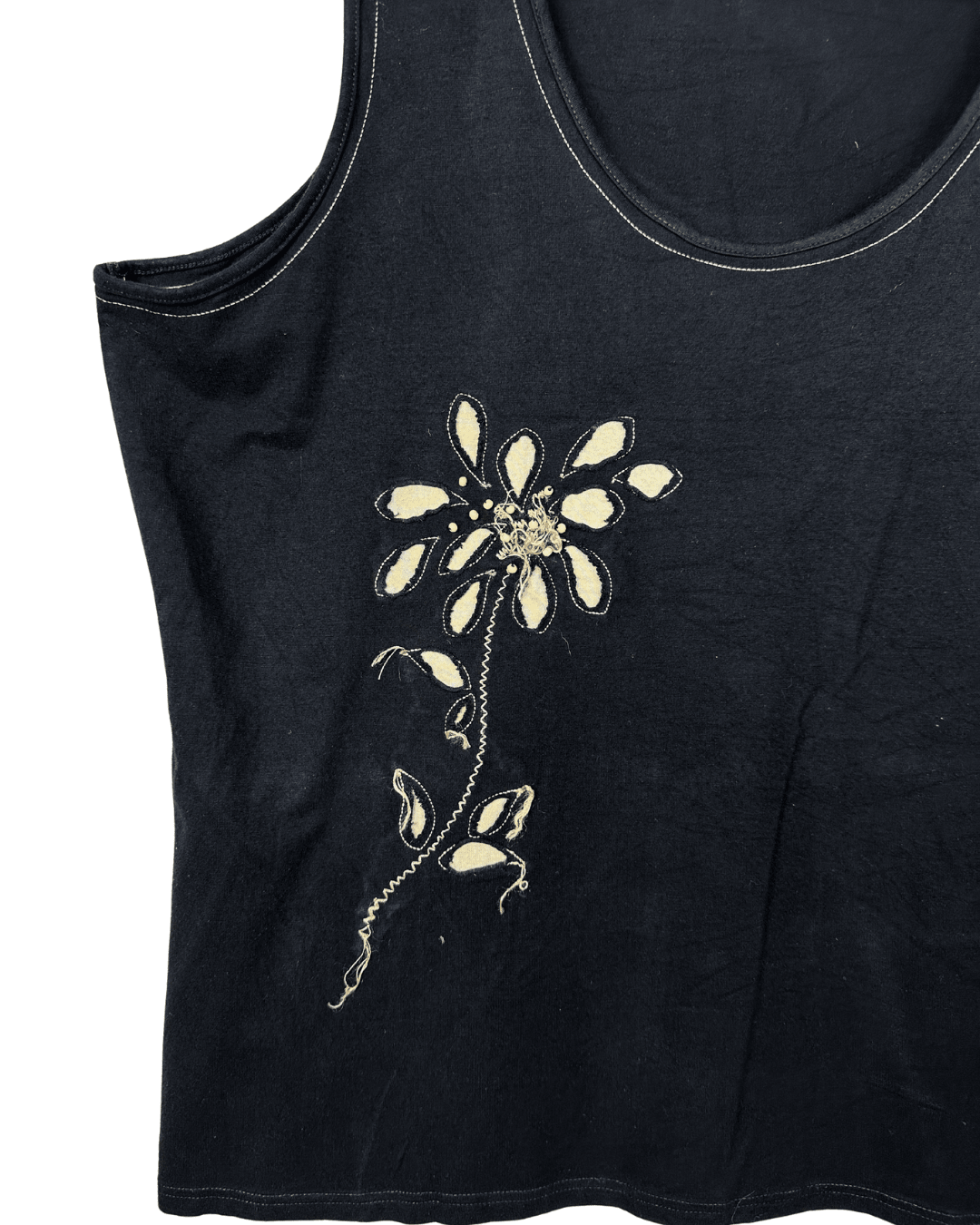 Vintage Christine Laure Tank Top with Embroidered Floral Appliqué - Funkify
