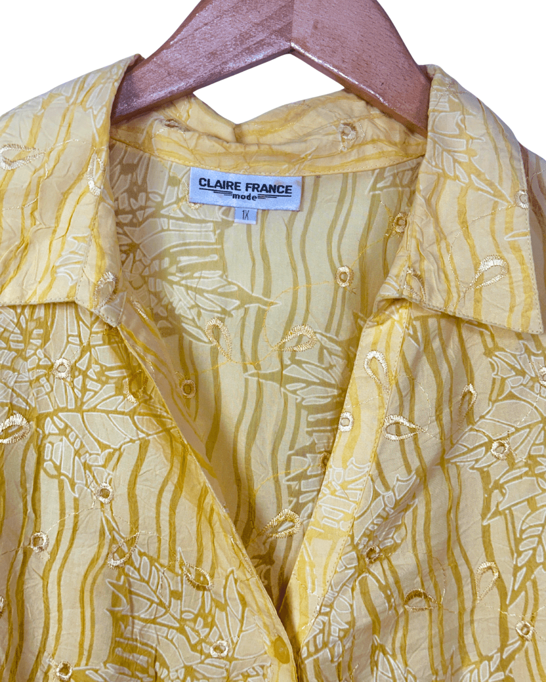 Vintage Claire France Textured Embroidered Shirt - Women's XL - Funkify