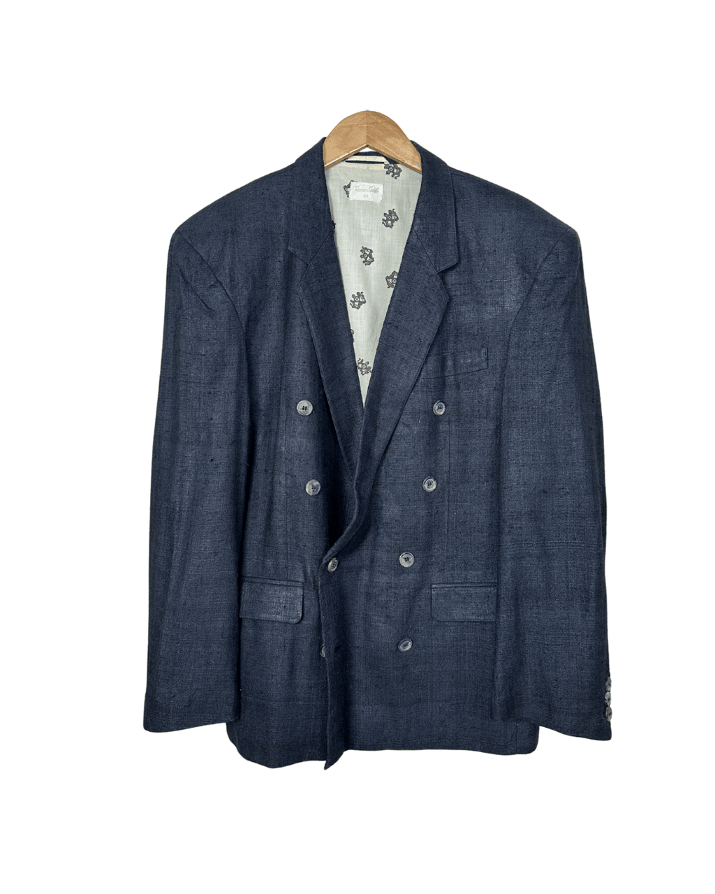 Vintage Coarse Pure Silk Double Breasted Blazer - Funkify