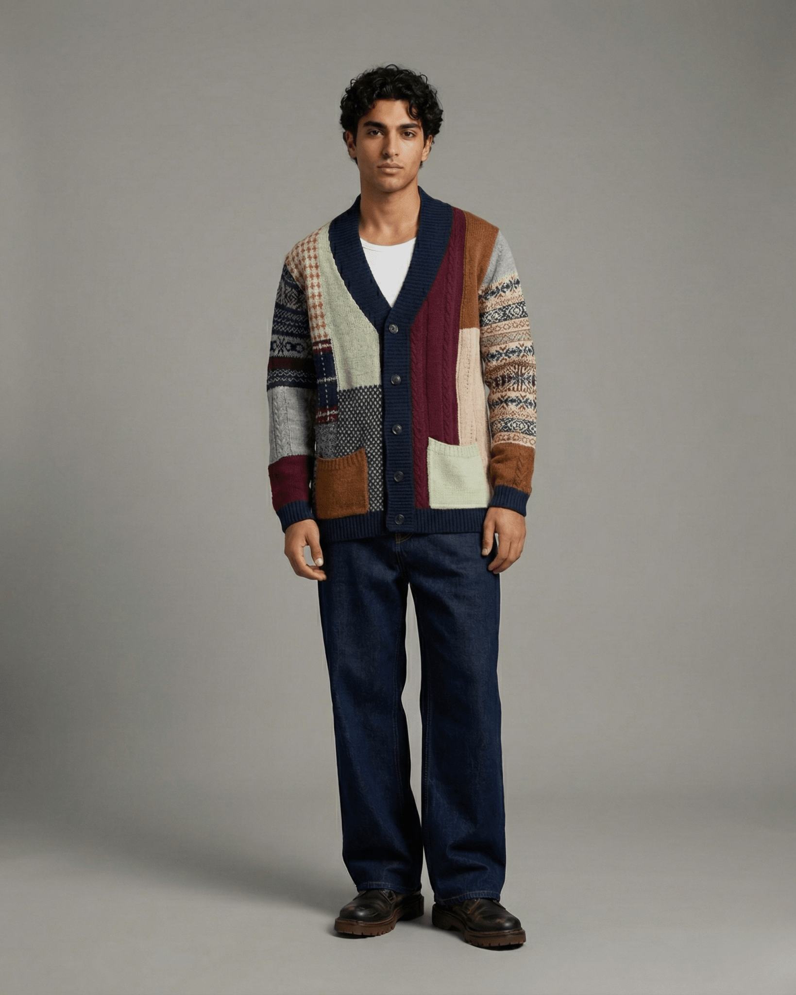 Vintage Colorblock Cardigan Large - Funkify