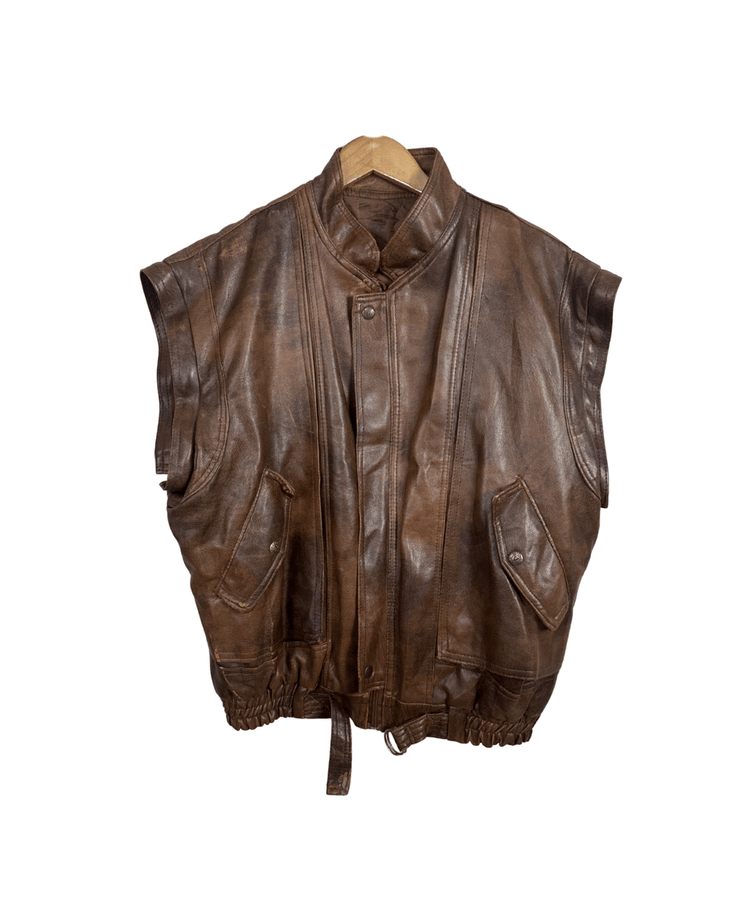 Vintage Convertible 2 - in - 1 Genuine Leather Jacket & Vest - Funkify